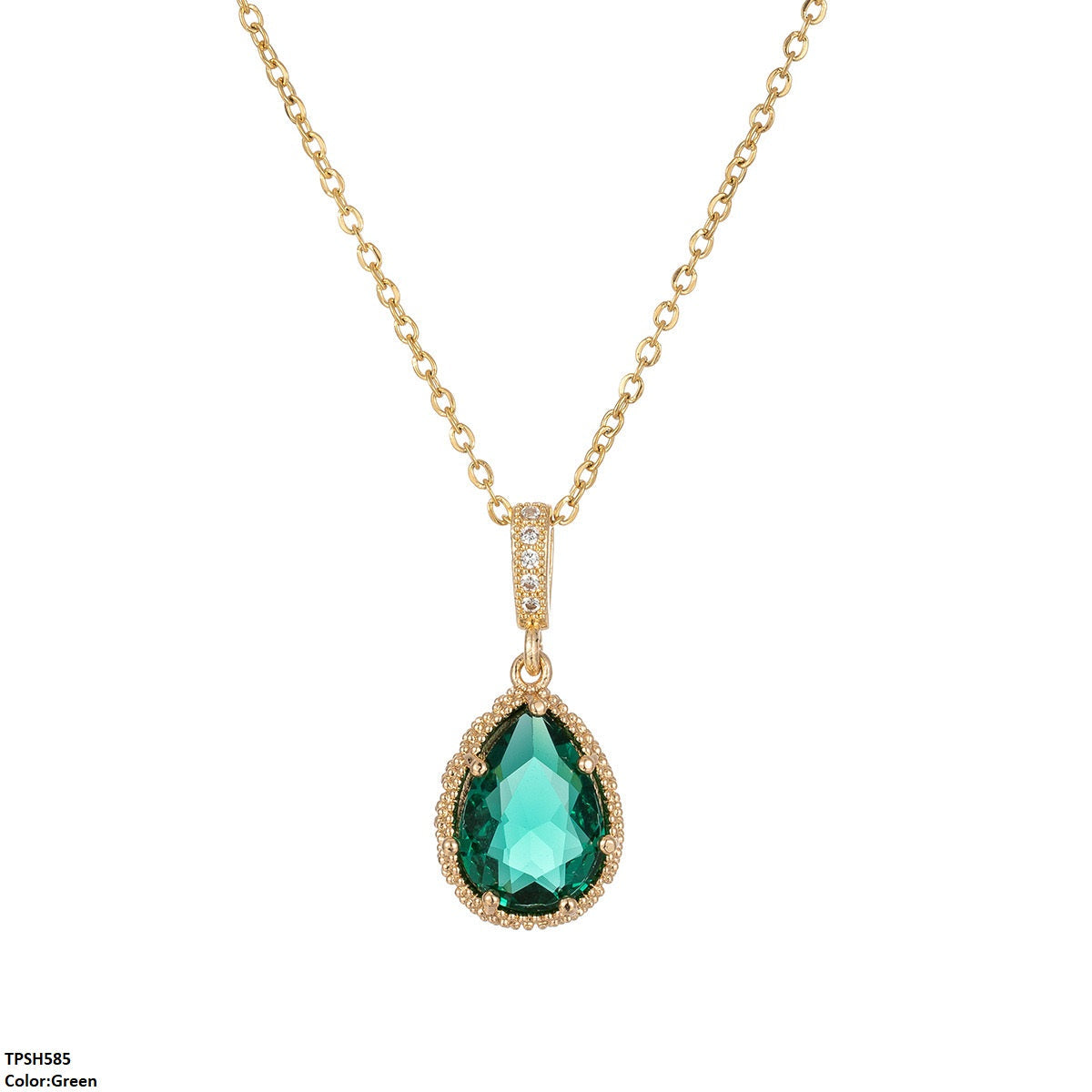 Emerald Pendant with Gold Chain  