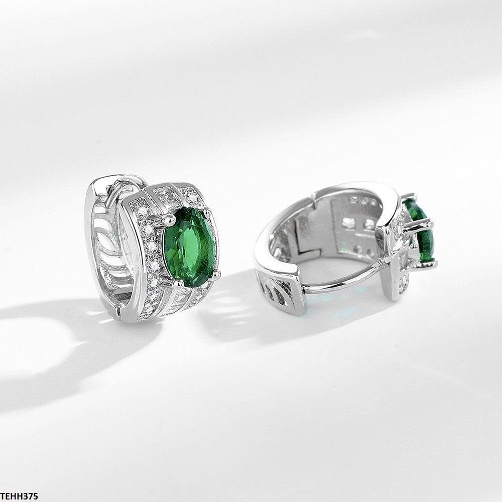 Emerald Sterling Hoops, compact and elegant  