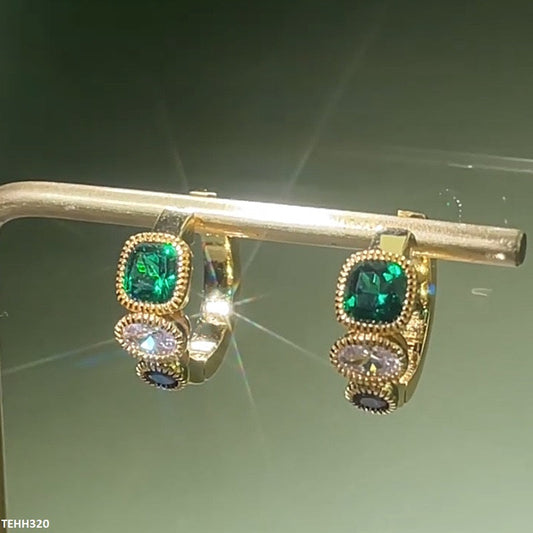 Emerald Zircon Circle Hoops for casual styling  