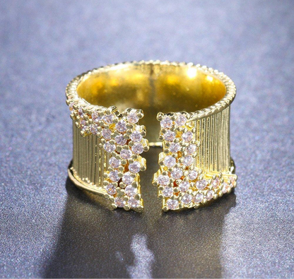 Adjustable 18K Gold Plated Round Ring