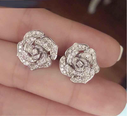 Diamond Studded Zircon Flower Tops Pair