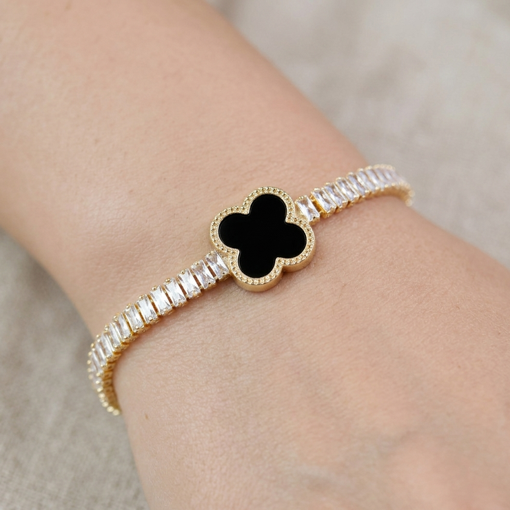 Clover Rectangle Stone Flower Bracelet