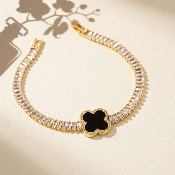 Clover Rectangle Stone Flower Bracelet