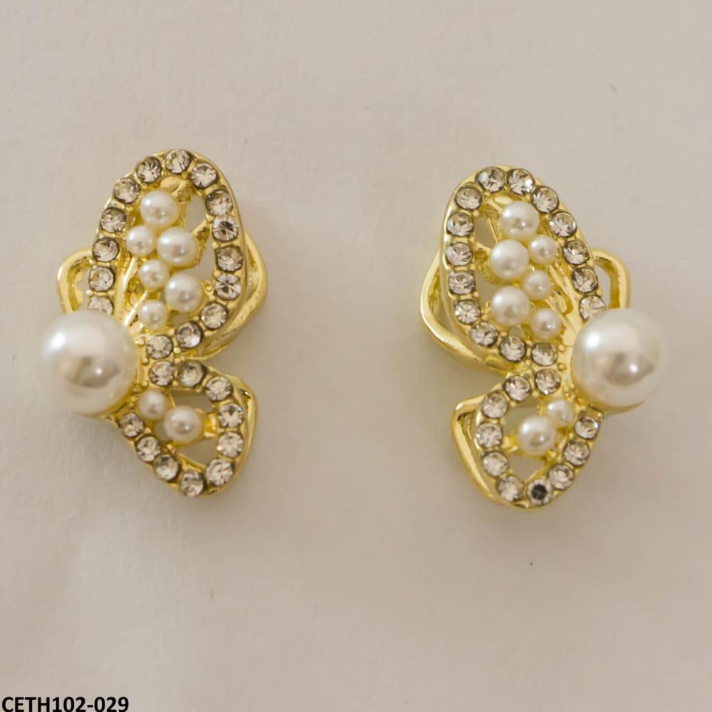 Gold plated earrings with synthetic stones  