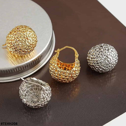 Gold plated round earrings accessory