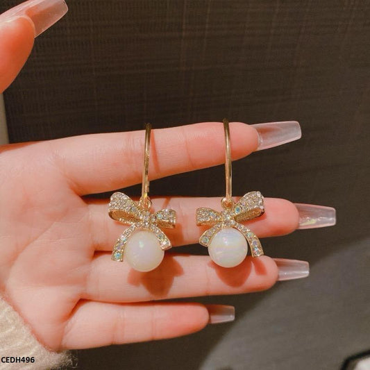 Bow Pearl Drop Earrings - Havenon Store