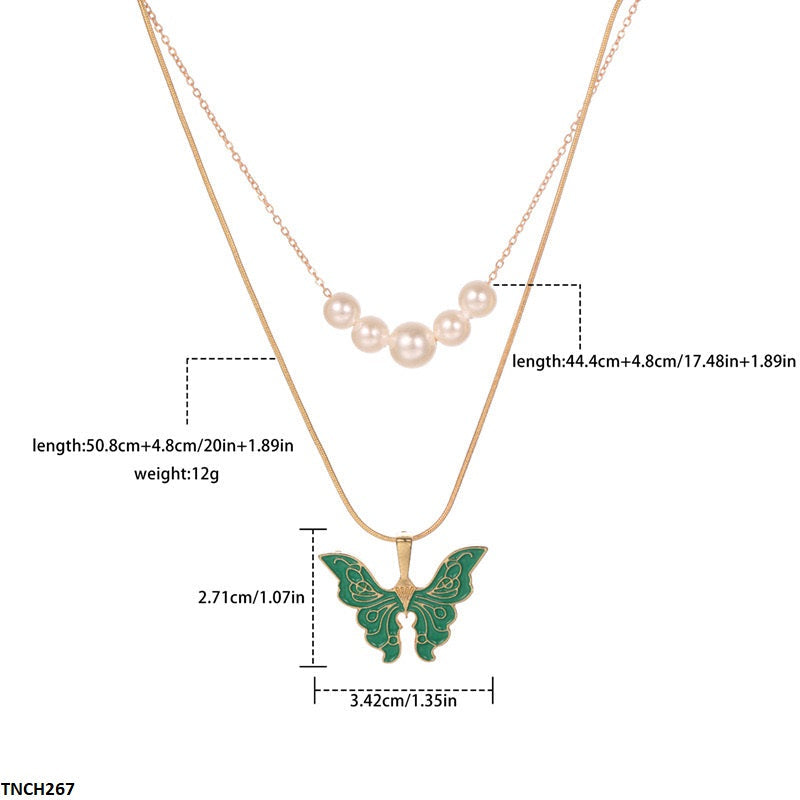 Golden Plated Butterfly Necklace with Adjustable Length