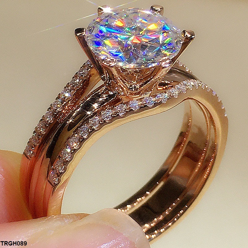 Golden Zircon Champagne Engagement Ring  