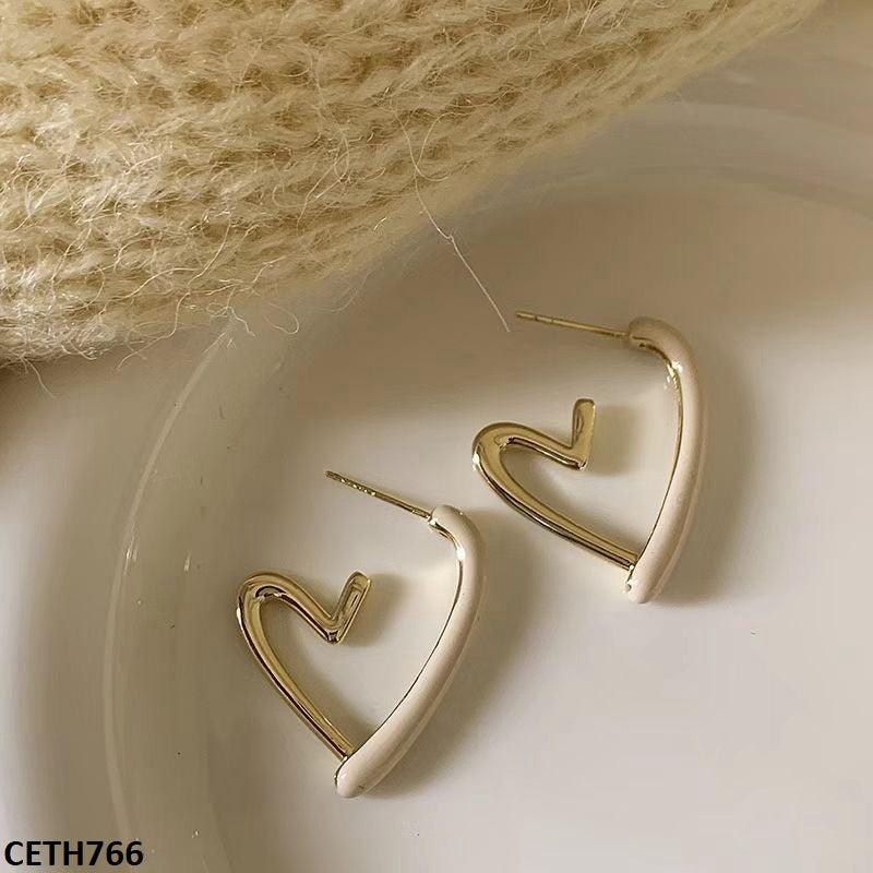 Golden plated open heart earrings  