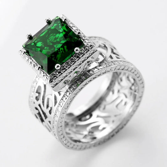 Green Jade Zircon Ring for formal occasions 