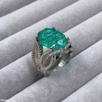 Green Zirconia Studded Ring with polished finish  
