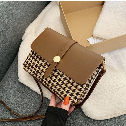Hounds Tooth Leather Bag