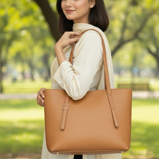 Camel Brown Vintage Tote Bag