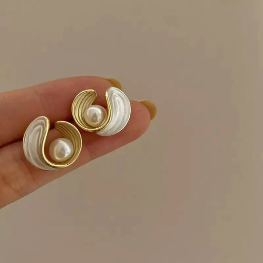 Round & Pearl Stud Tops Pair