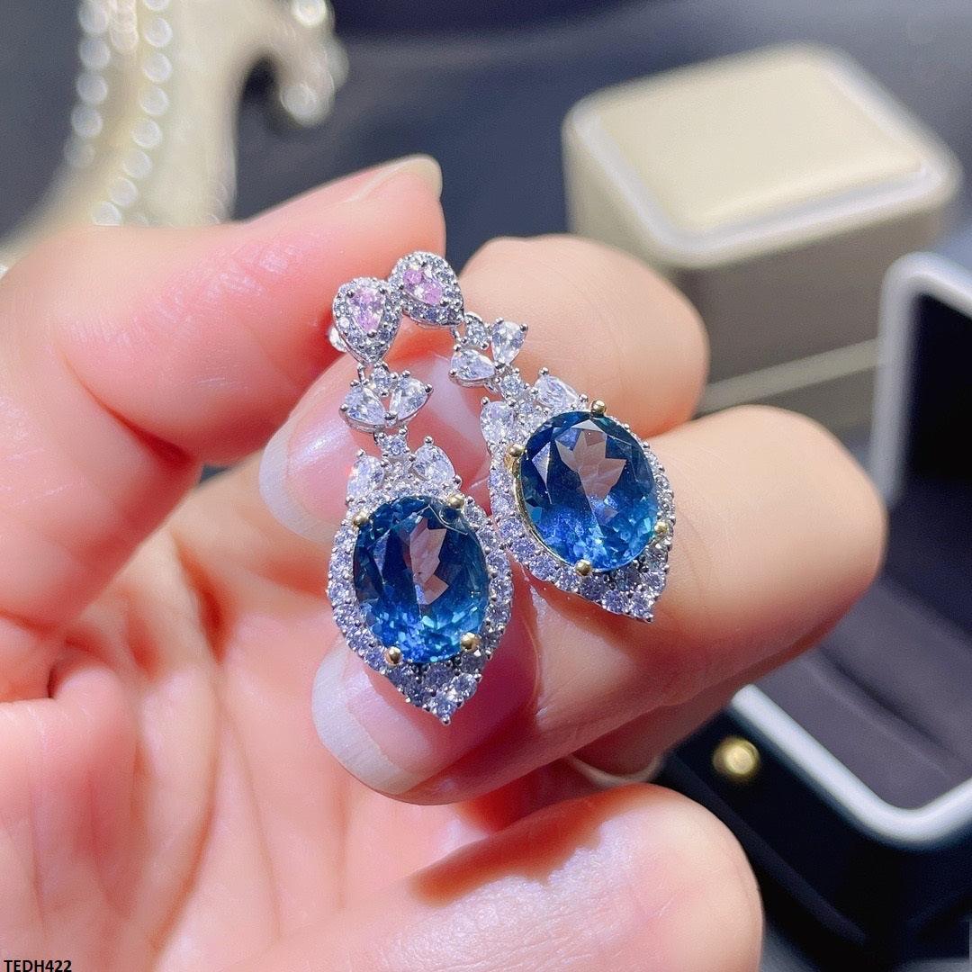 Lightweight 3cm Sapphire-Inspired Earrings