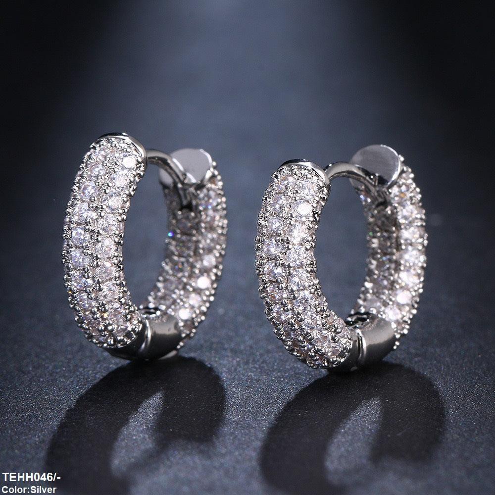 18K Zircon Studded Hoops - Havenon Store