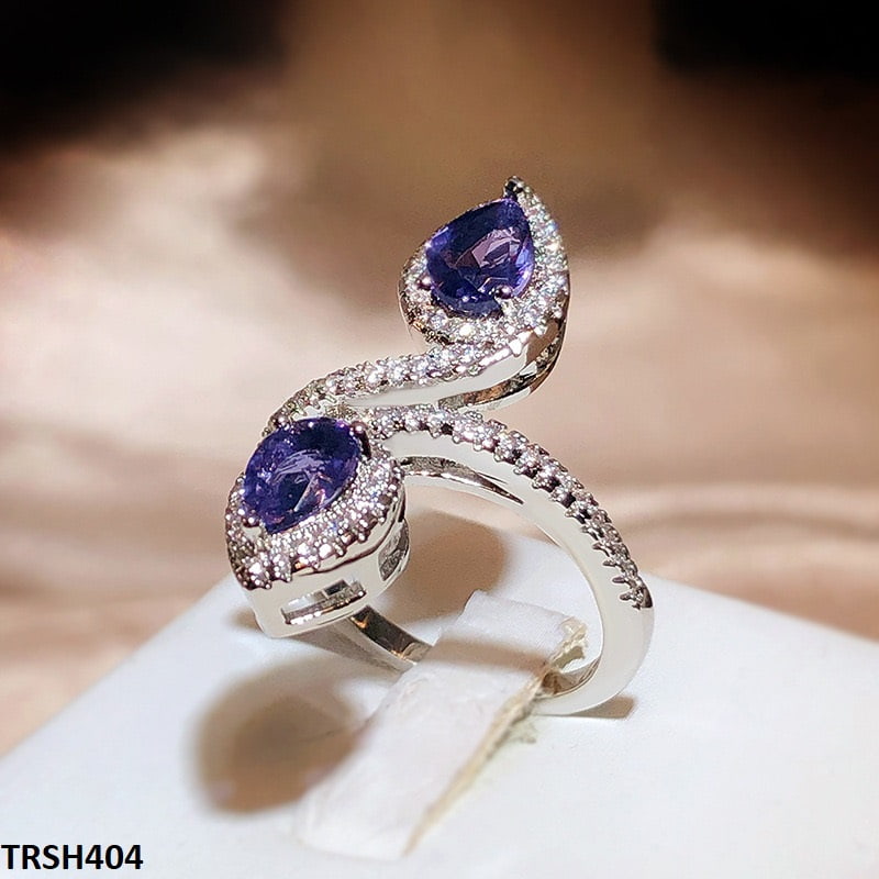 Lightweight & elegant Amethyst Tear Step Adjustable Ring  