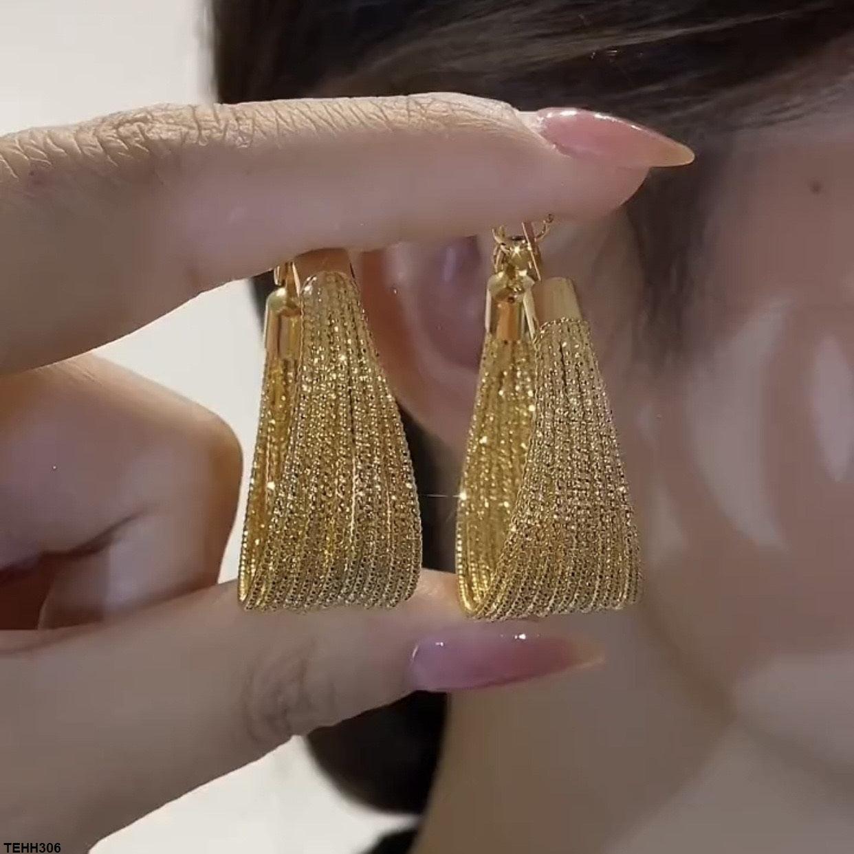 18K Golden Plated Wire Layered Hoop - Havenon Store