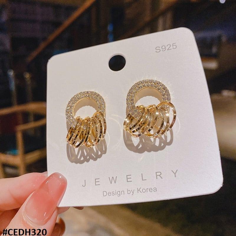 Zirconia Circle Ear Drops Earrings - Havenon Store