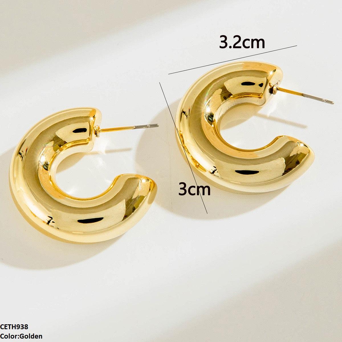 Luxury C/Shape Hoops - Golden Plated  