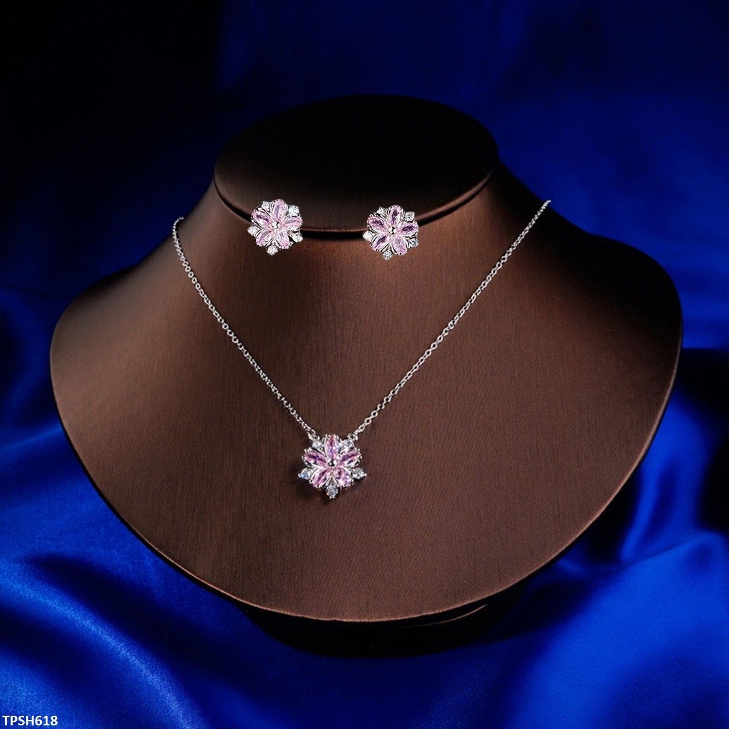 Luxury Pink Emerald Flower Pendant  