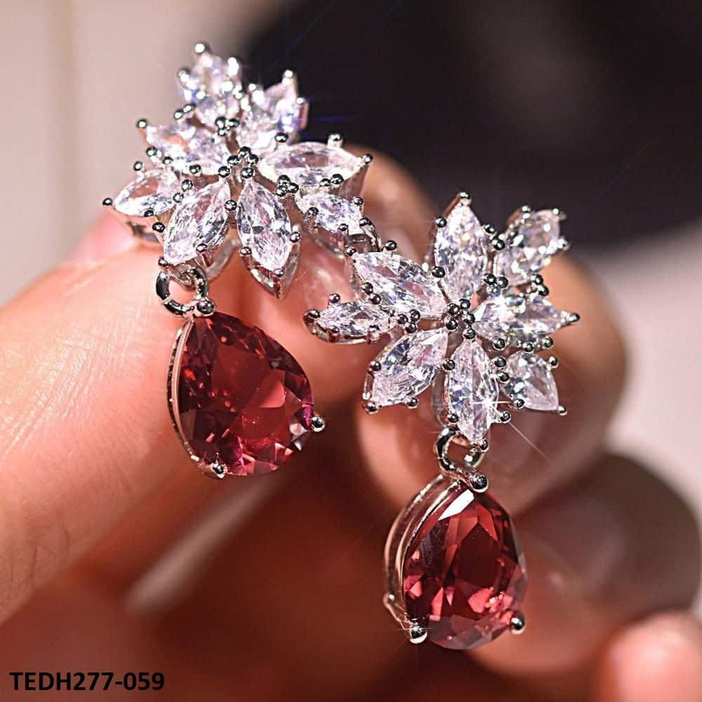 Party-ready Ruby Leaf Drop Earrings 