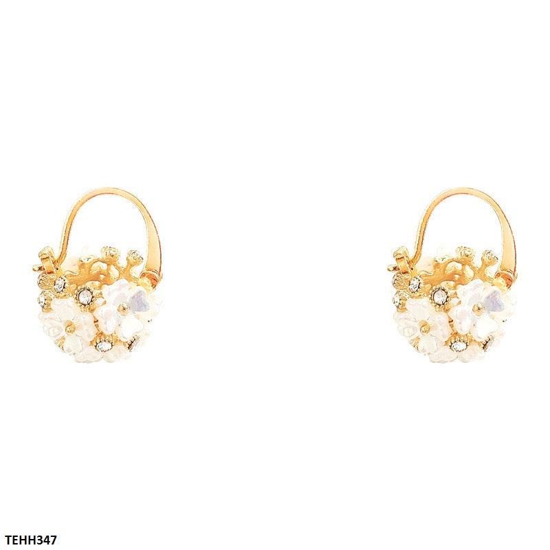 Zirconia Flower Ear Hoops Pair - Havenon Store