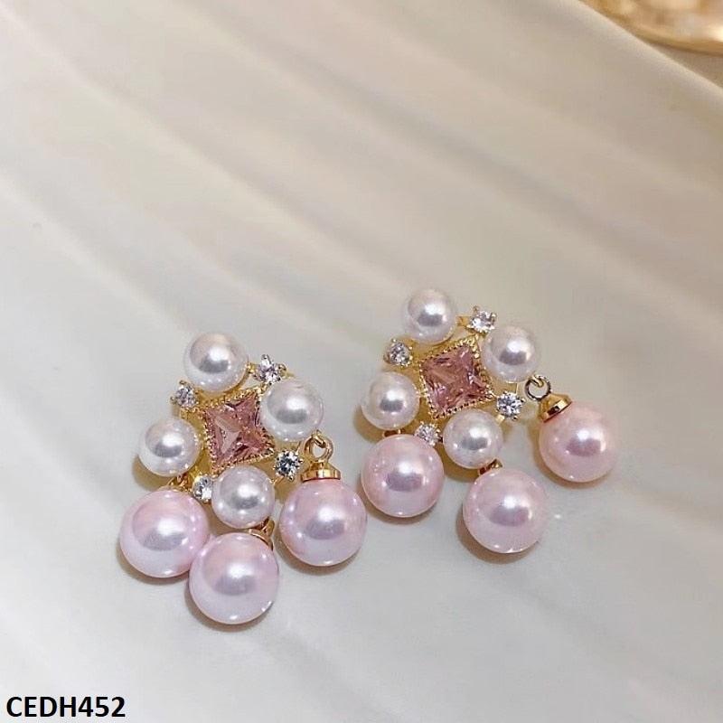 Party Wear Rhinestone Pink Drop Earrings  