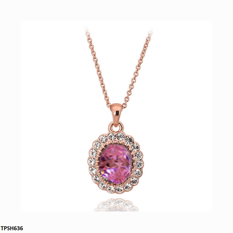 Pink Emerald Oval Pendant with zircon stone  