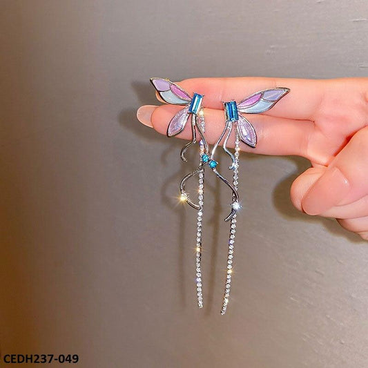 Rhinestone Wing's Tassels Drop Earrings  