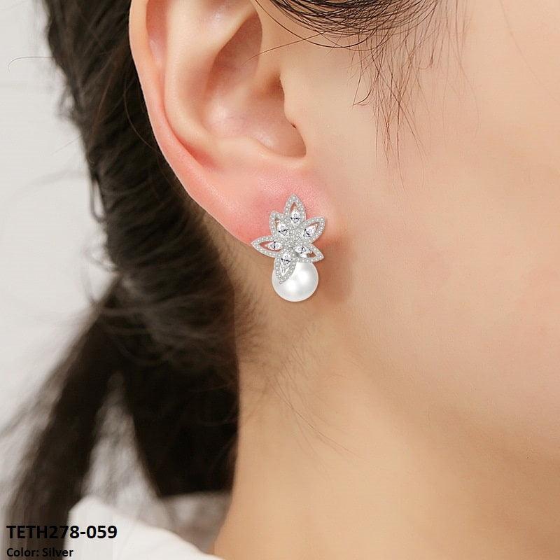 Rhodium-plated Pearl Earring Stud Tops 