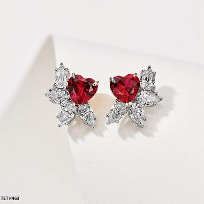 Ruby Heart Tops Pair shimmering Zircon stones  