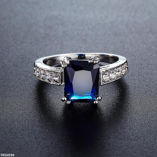 Sapphire Baguette Ring in Silver 