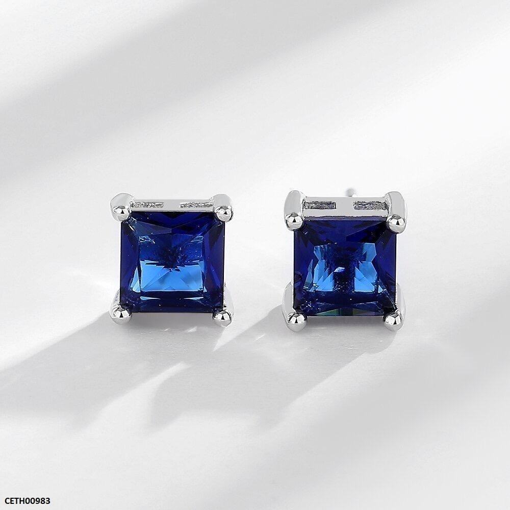 Sapphire Square Tops Pair elegant earrings  