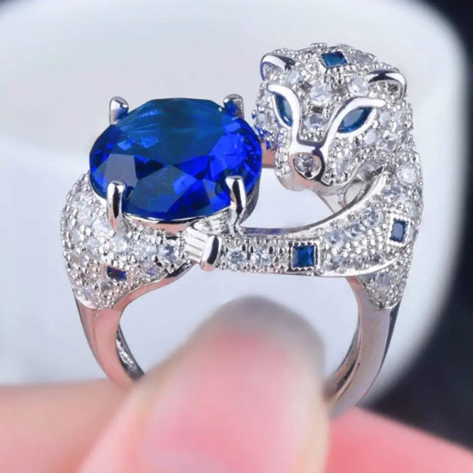 Sapphire Zircon Tiger Ring  