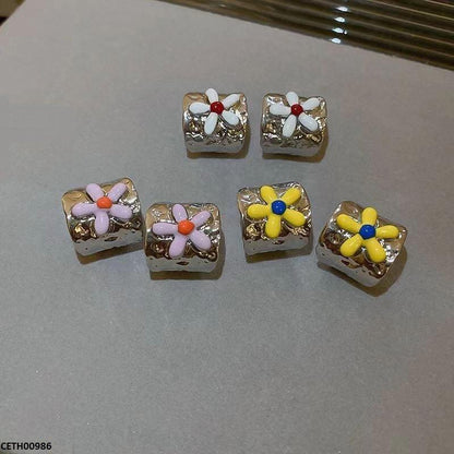 Korean Style Painted Flower Tops Pair - Havenon Store