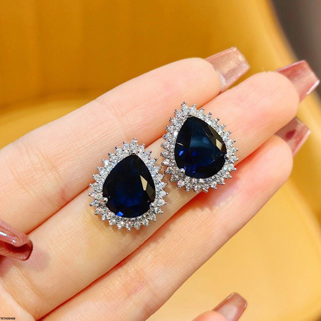 Silver-plated Sapphire Zircon Studded Earrings for women  