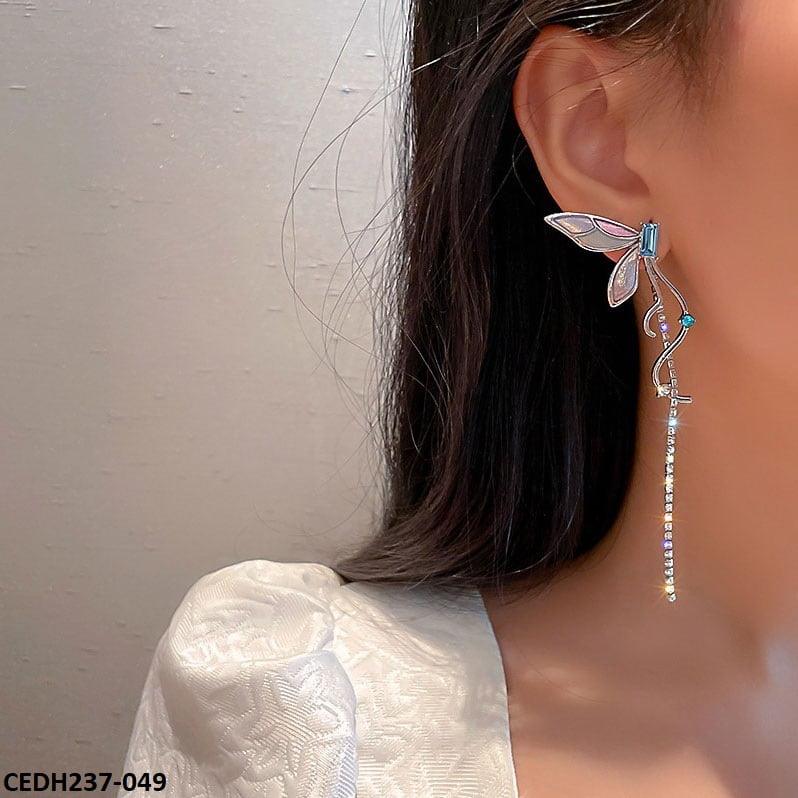 Silver-plated drop earrings with tassels  