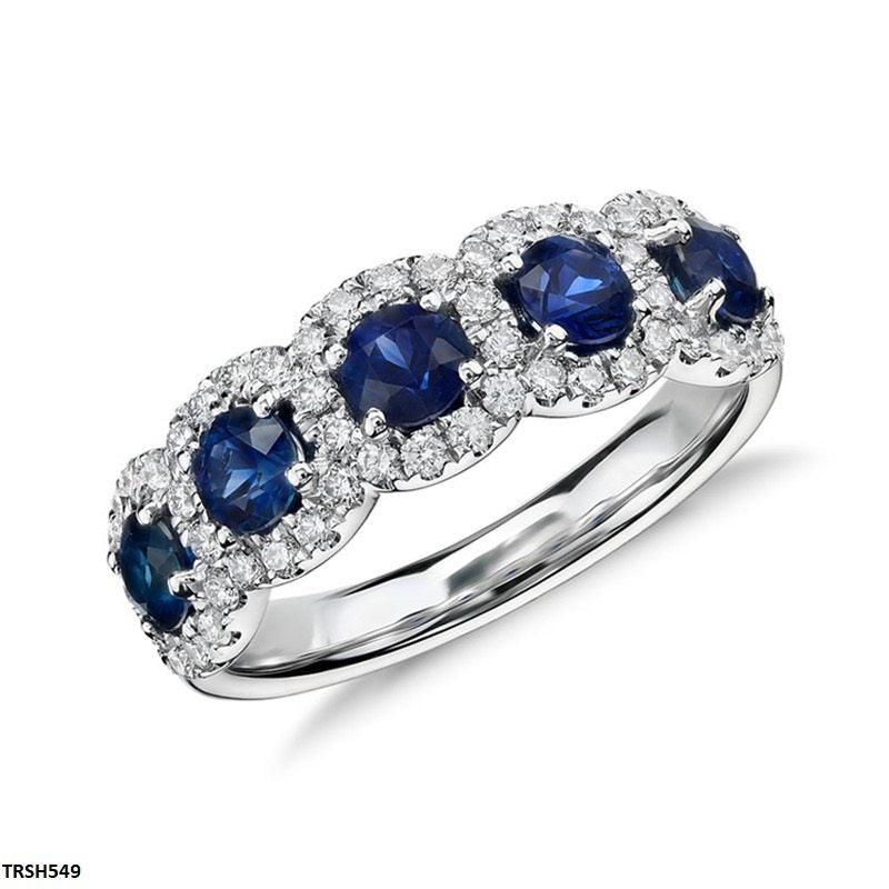 Silver plated Sapphire Band Zircon Ring