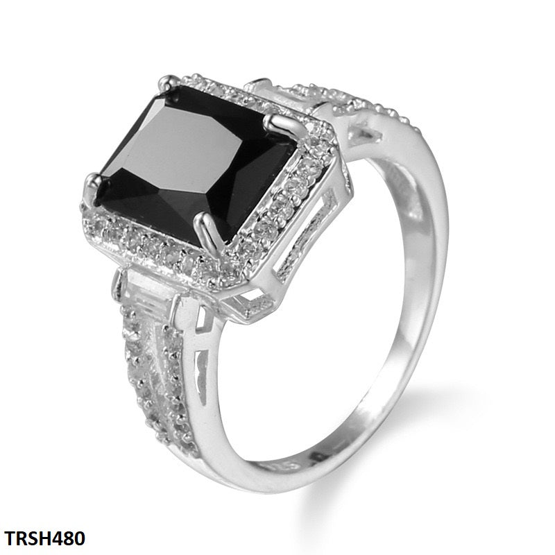 Sophisticated square-shaped zircon ring  