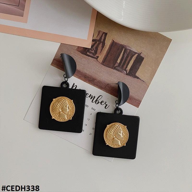 Square Shape Golden Plated Earrings 