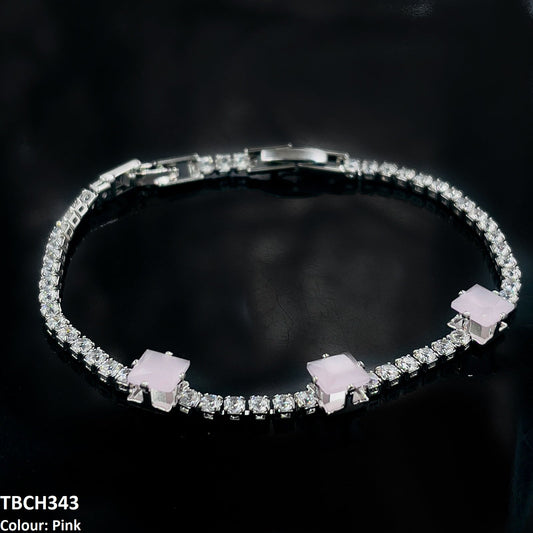 Stainless Steel Zircon Square Layered Bracelet on display.  