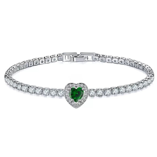 Emerald Zirconium Heart Bracelet