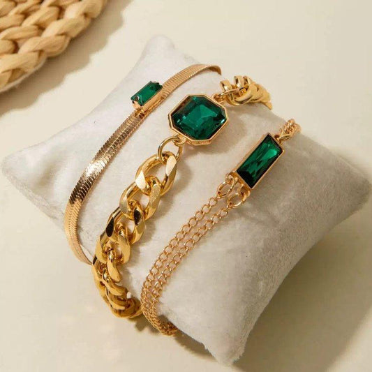 Emerald Square Link Chain Bracelet