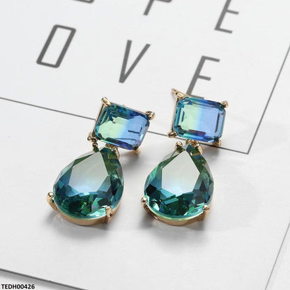 Zircon Square/Tear Drop Earrings