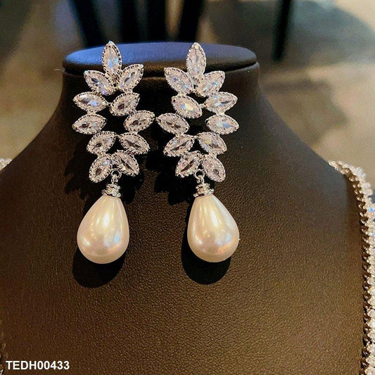 Zirconium Pearl-y Drop Earrings