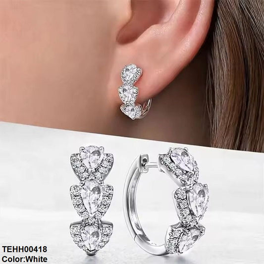 Emerald Tear Round Ear Hoops Pair