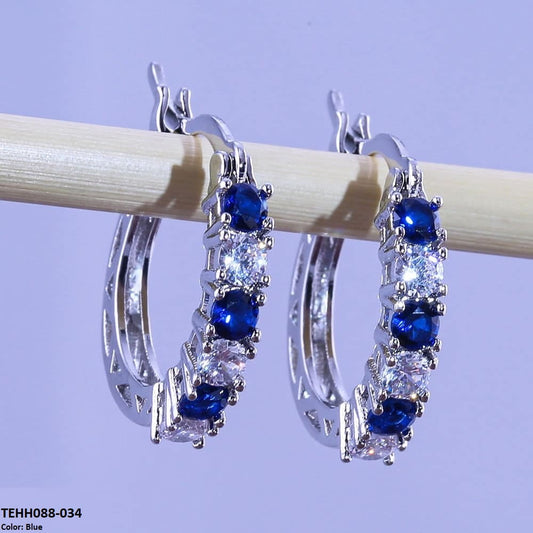 Sapphire/PinkEmerald Sleek Hoops - Havenon Store