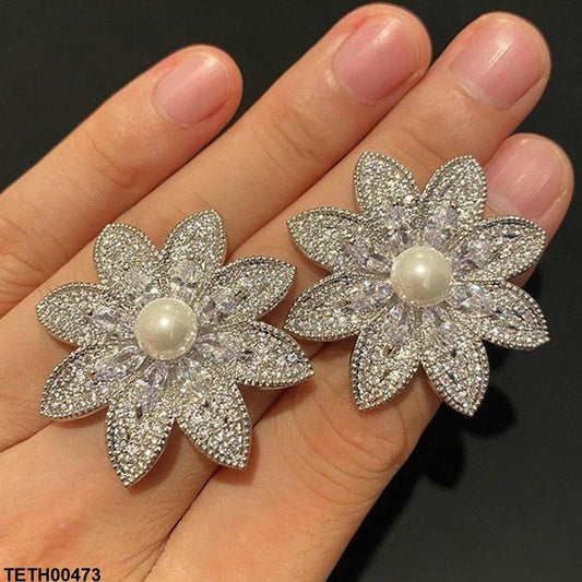 Designer Zirconium Flower Tops Pair