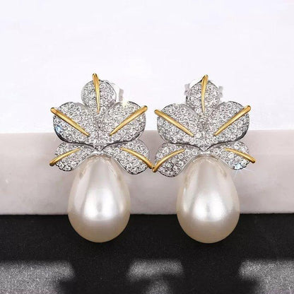 Zirconium Studded Petal & Pearl Tops